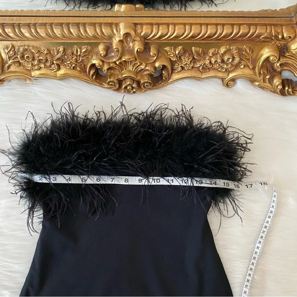Club L London Black Feather Mini Dress - Picture 8 of 12